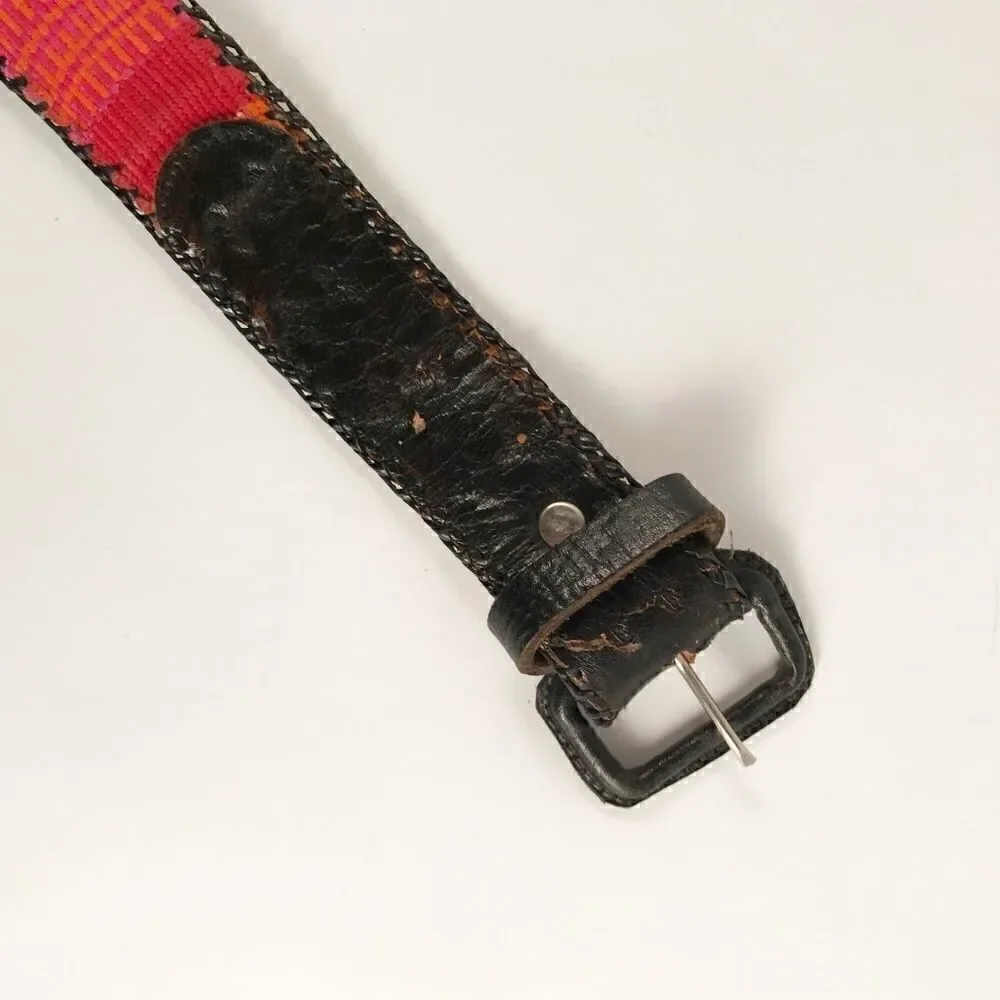Vintage 90's Black belt with Colorful Pattern